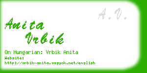 anita vrbik business card